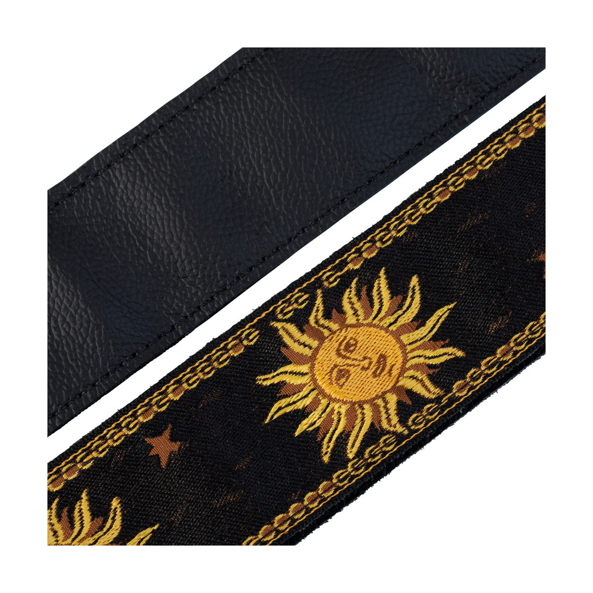 Levy's 2" Mpjg Sun Motif Series Woven Guitar Strap with Yellow on Black Sun Motif
