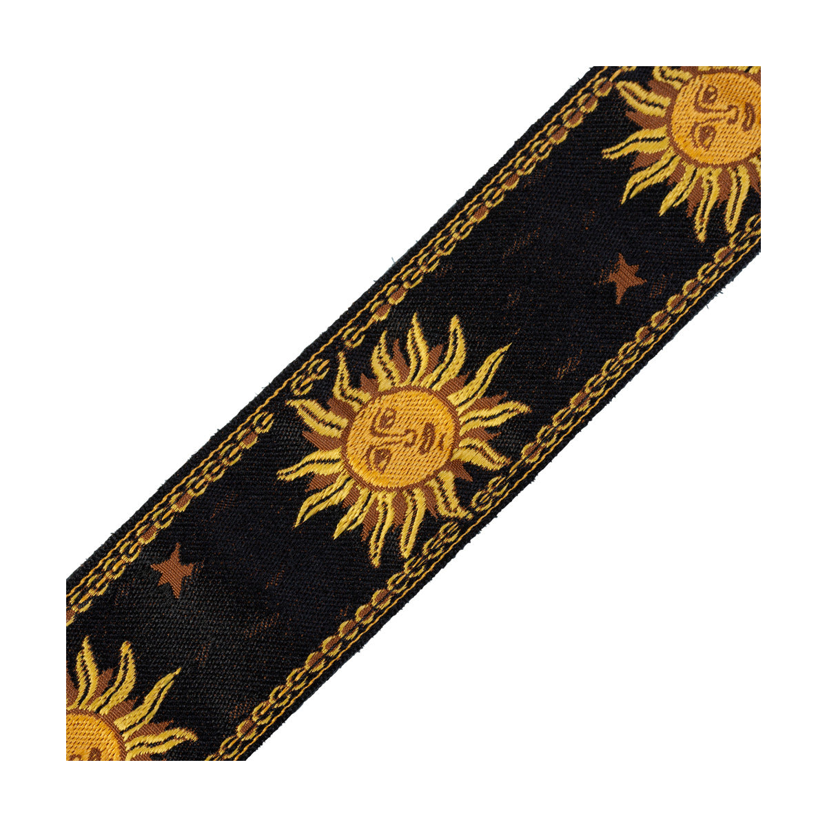 Levy's 2" Mpjg Sun Motif Series Woven Guitar Strap with Yellow on Black Sun Motif