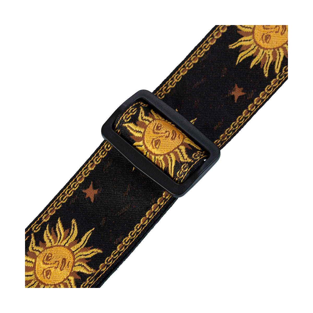 Levy's 2" Mpjg Sun Motif Series Woven Guitar Strap with Yellow on Black Sun Motif