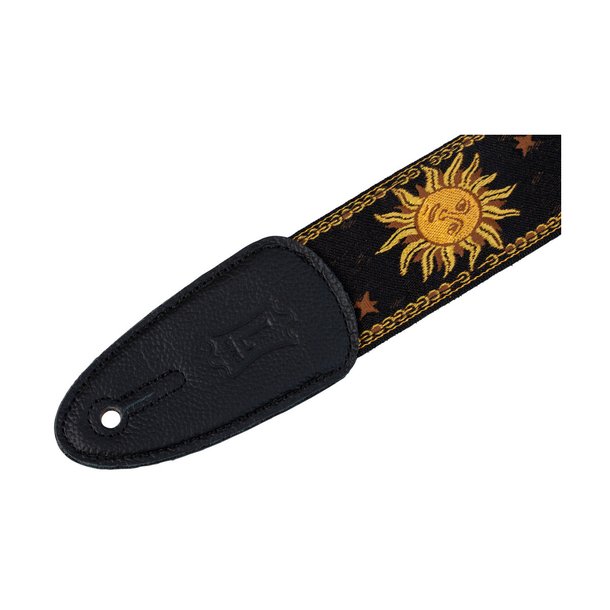 Levy's 2" Mpjg Sun Motif Series Woven Guitar Strap with Yellow on Black Sun Motif
