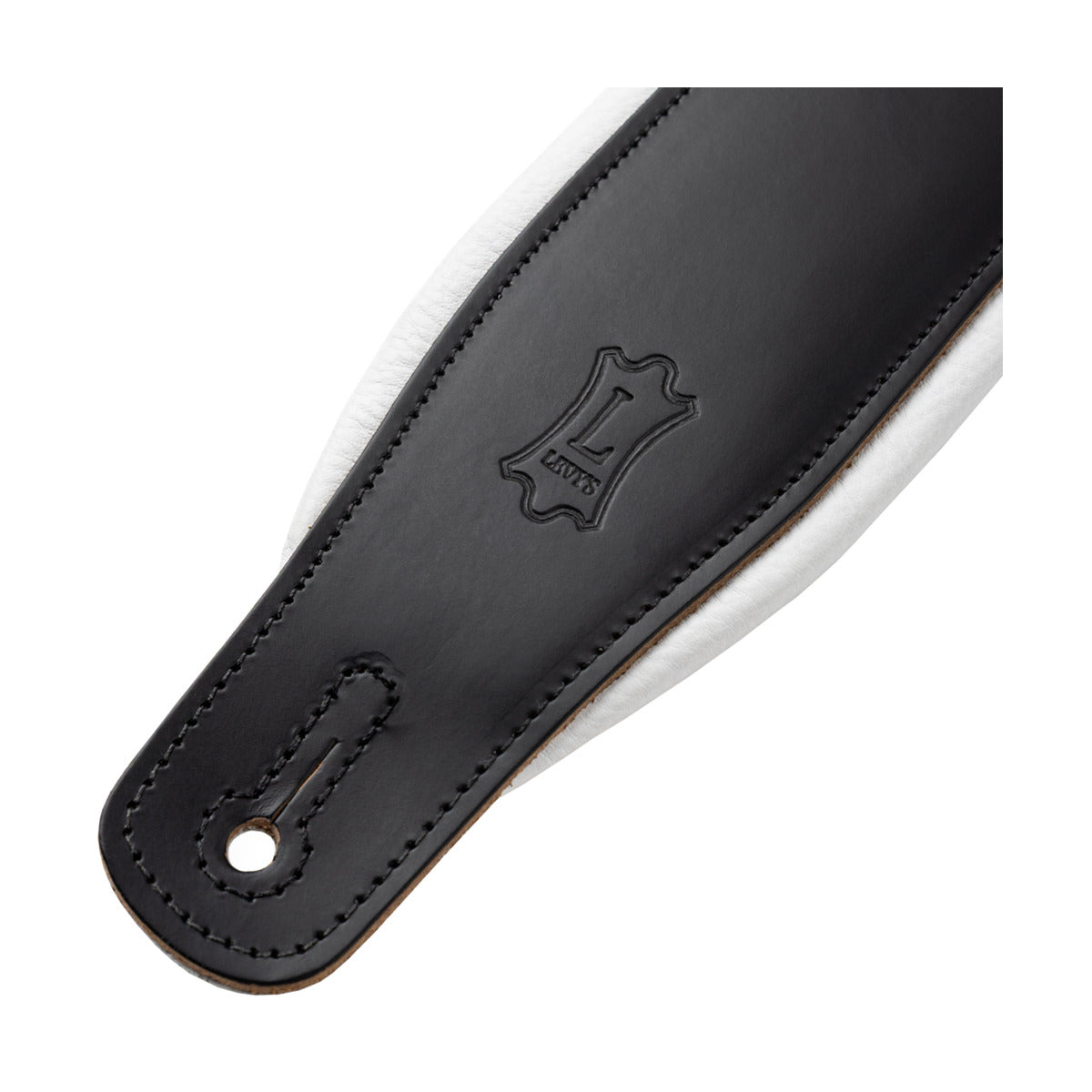 Levy's 2.5" Padded Leather Guitar Strap – Black/White