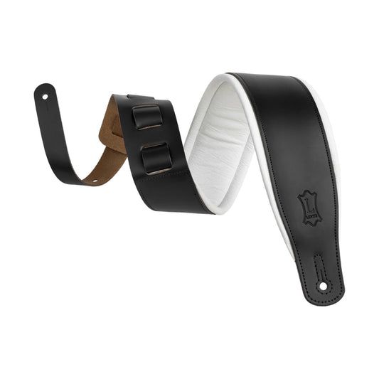 Levy's 2.5" Padded Leather Guitar Strap – Black/White