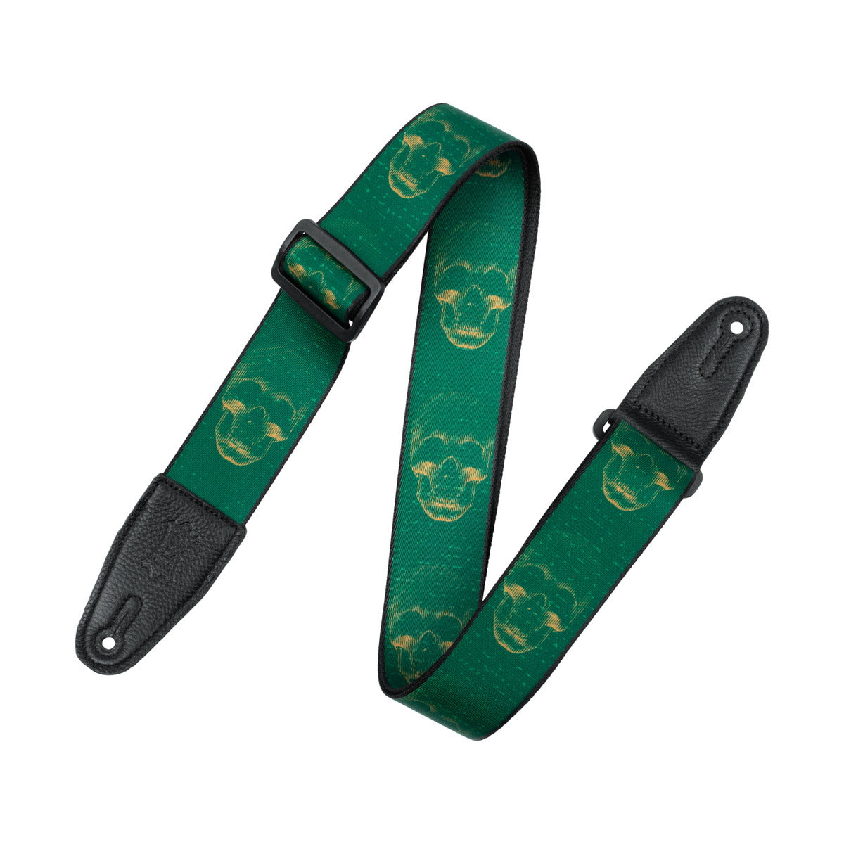 Levy's 2" Poly Guitar Strap Green Skull