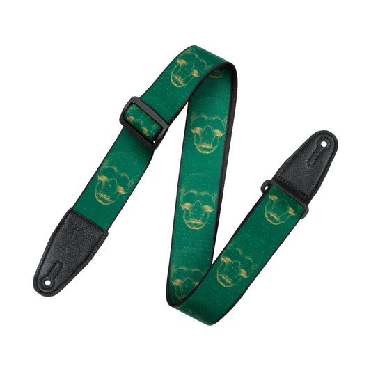 Levy's 2" Poly Guitar Strap Green Skull