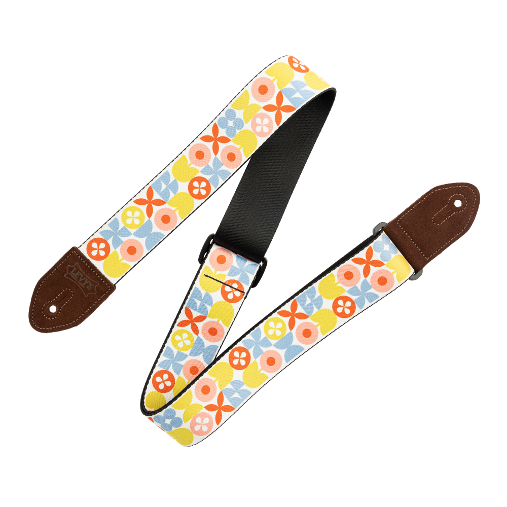 Levy's Mid Century Modern Guitar Strap Pink Green Red