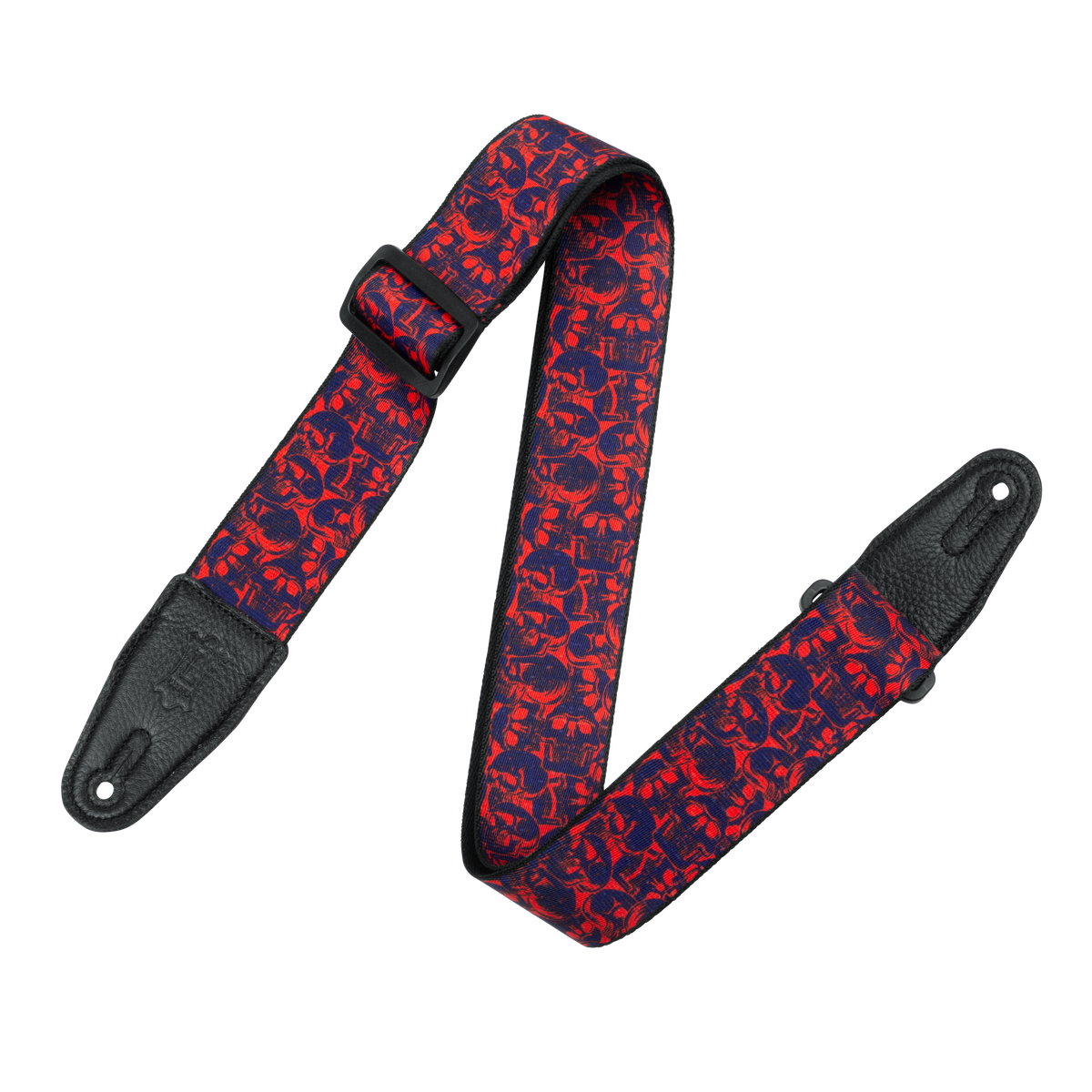 Levy's 2" Poly Guitar Strap Skulls Red