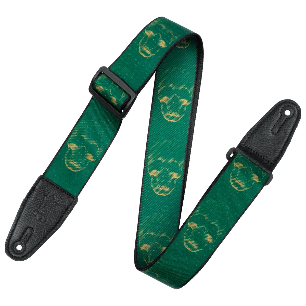 Levy's 2" Poly Guitar Strap Green Skull