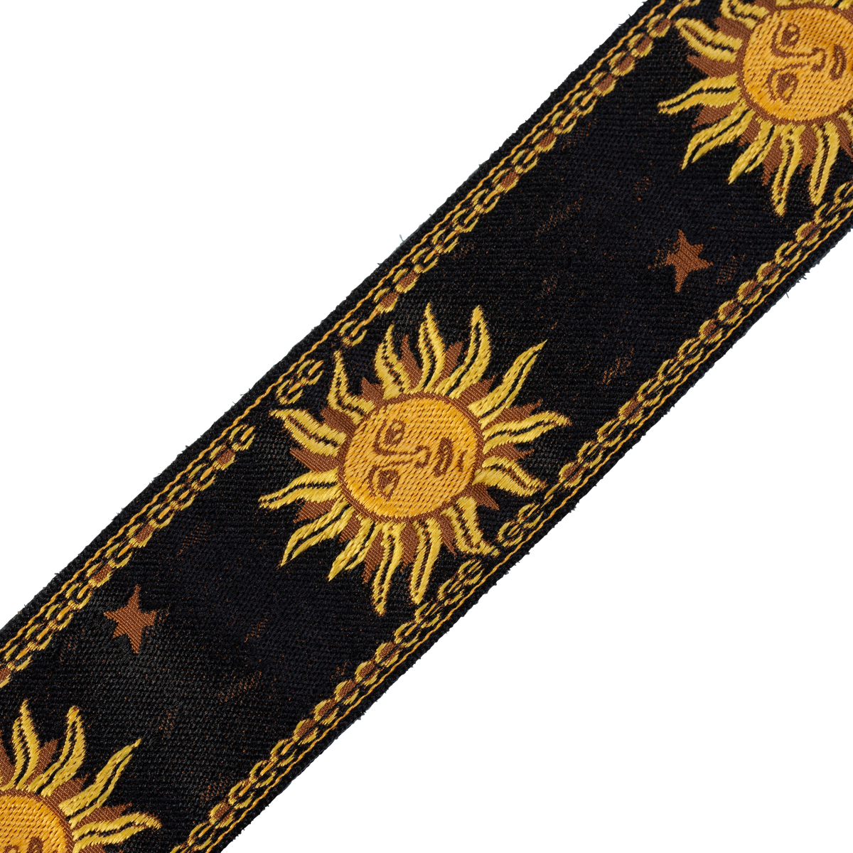 Levy's 2" Mpjg Sun Motif Series Woven Guitar Strap with Yellow on Black Sun Motif