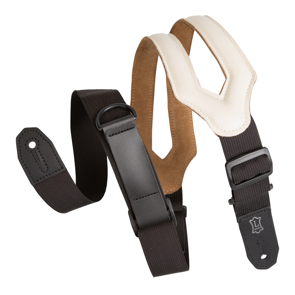 Levy's 2" Mprhss Ergonomic Right Height Series Padded Garment Leather Guitar Strap in Cream