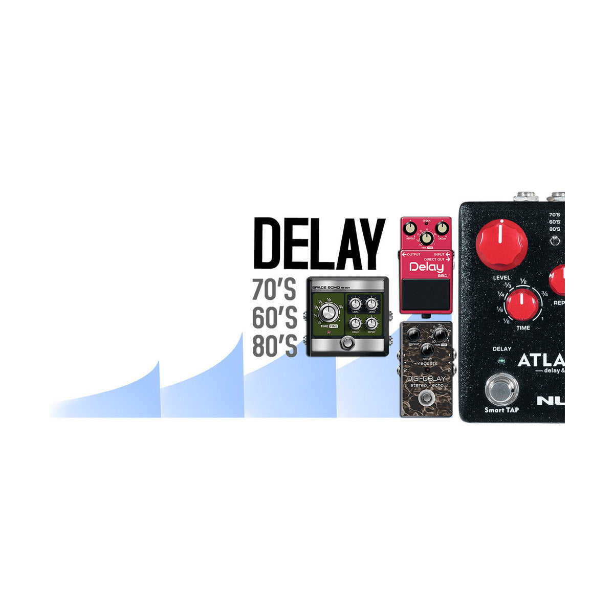 NUX Atlantic Delay & Reverb Pedal – Stereo Ambient Effects with Smart Tap Tempo — official NUX photo 4