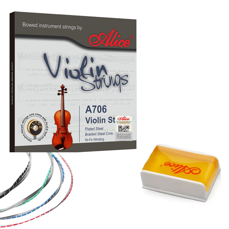 Alice A706 Violin String Set with Alice Violin Rosin Block by Alice