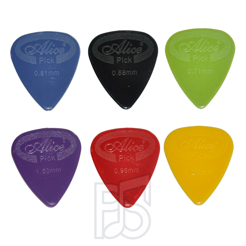Alice Guitar Plectrums Pack of 6 Assorted Colours and Various Thickness