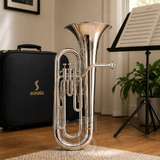 Sonata Bb Euphonium 3-Valve Nickel-Plated – Student Brass Instrument with Case & Mouthpiece