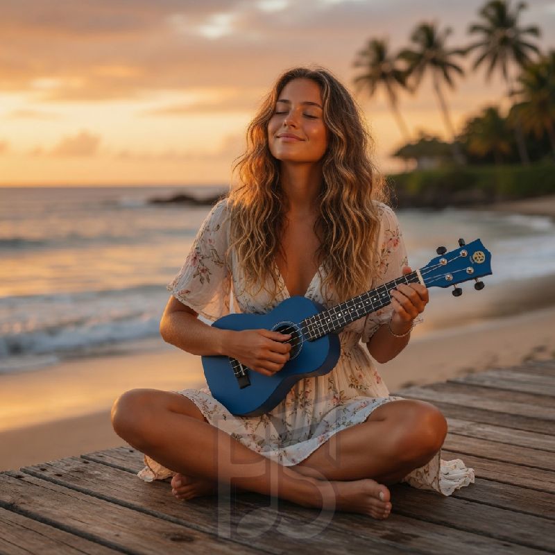 Pala 21" Blue Ukulele – Soprano Beginner Acoustic Ukulele, Lightweight & Portable
