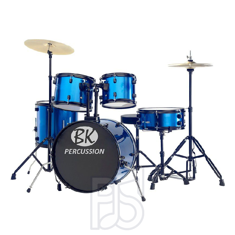 BK 5 Piece Drum Set 12" 13" 14" 16" 22" – Complete Acoustic Drum Kit