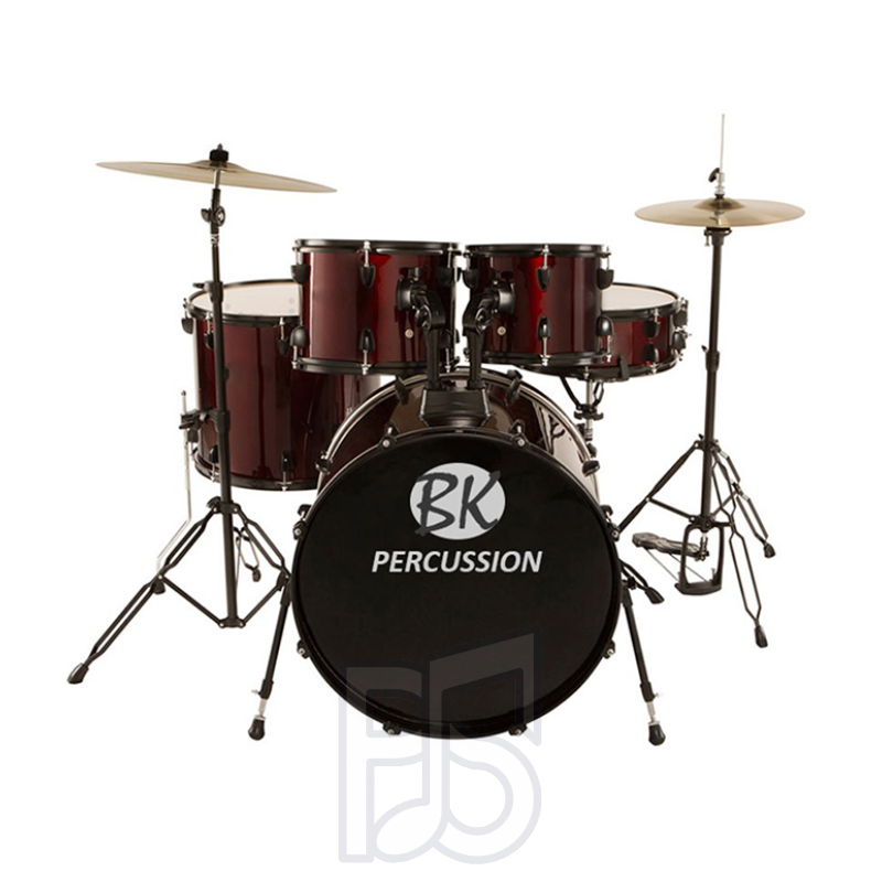 BK 5 Piece Drum Set 12" 13" 14" 16" 22" – Complete Acoustic Drum Kit