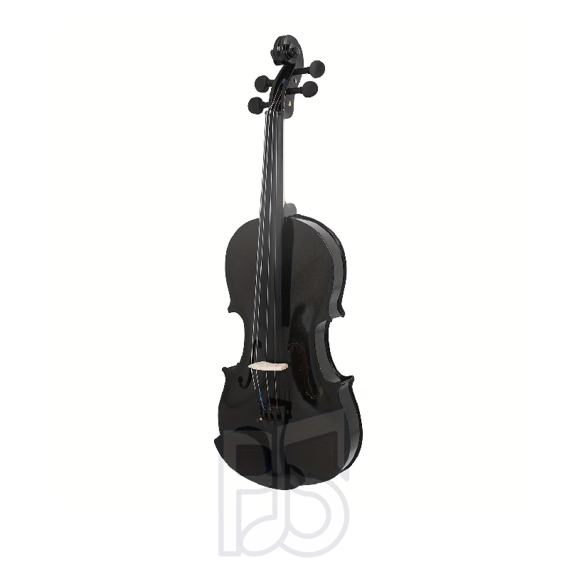 4/4 Full Size Black Violin Outfit – High Gloss Sparkle Finish with Bow and Case