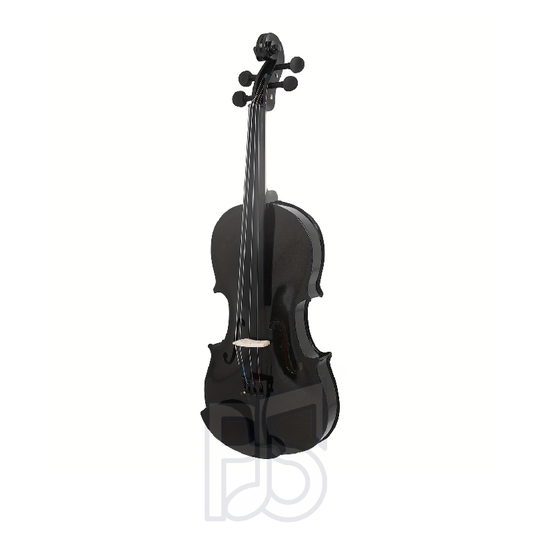 4/4 Full Size Black Violin Outfit – High Gloss Sparkle Finish with Bow and Case