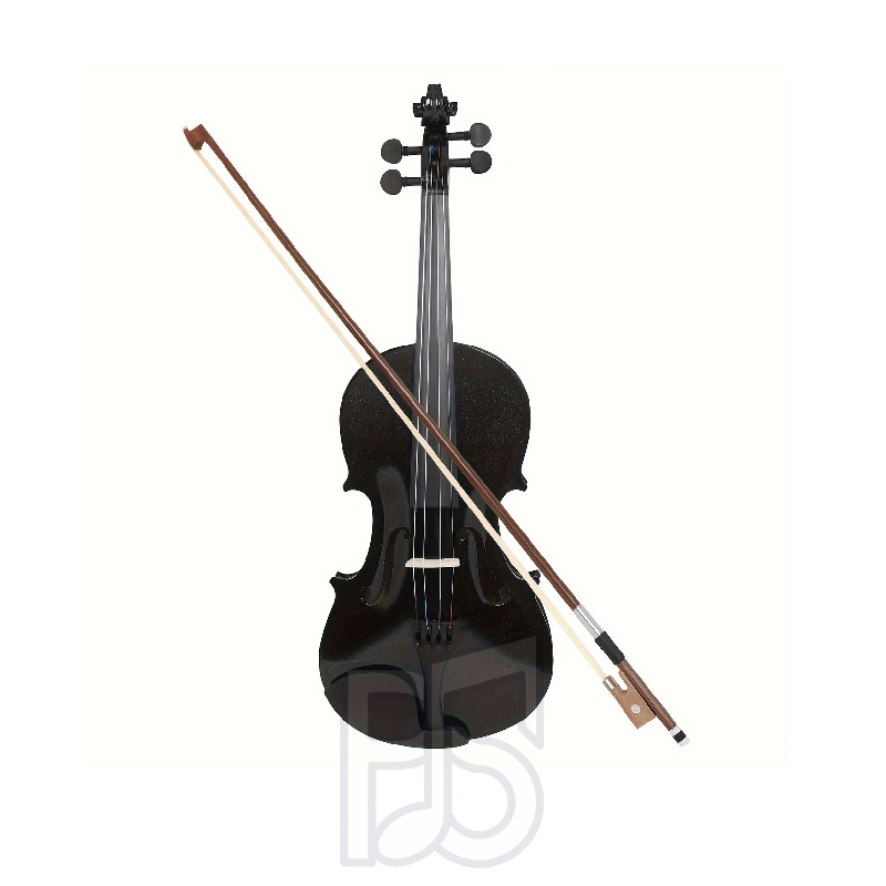 4/4 Full Size Black Violin Outfit – High Gloss Sparkle Finish with Bow and Case