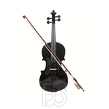 4/4 Full Size Black Violin Outfit – High Gloss Sparkle Finish with Bow and Case