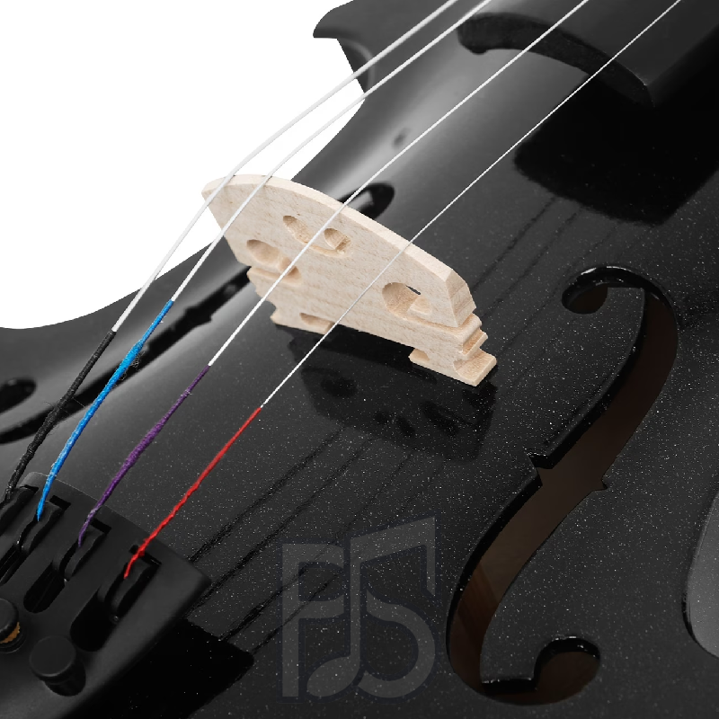 4/4 Full Size Black Violin Outfit – High Gloss Sparkle Finish with Bow and Case