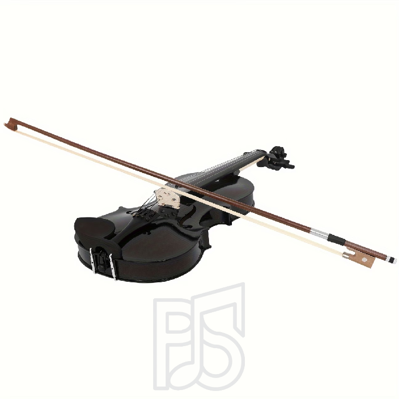 4/4 Full Size Black Violin Outfit – High Gloss Sparkle Finish with Bow and Case