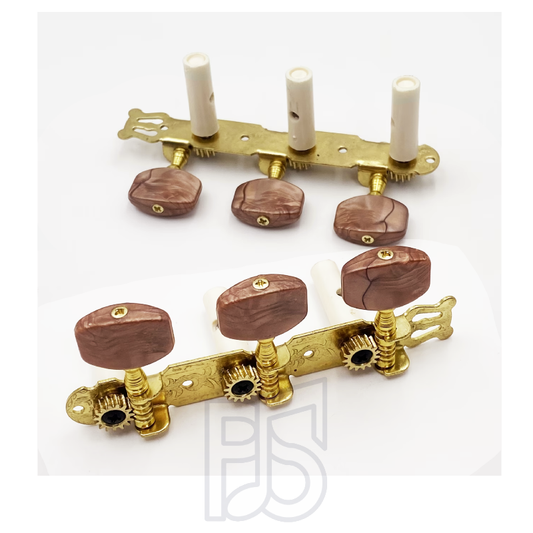 Gold Classical Guitar Machine Heads – Agate Button Acoustic Guitar Tuning Peg Set