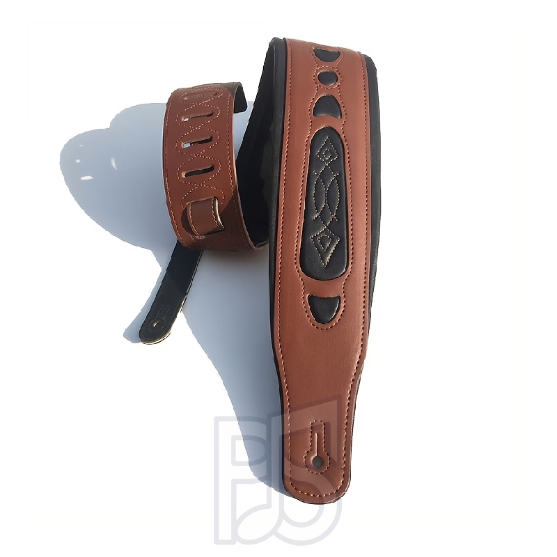 Wide & Thick Comfort Guitar Strap – Pleather Strap for Acoustic, Electric & Bass Guitar