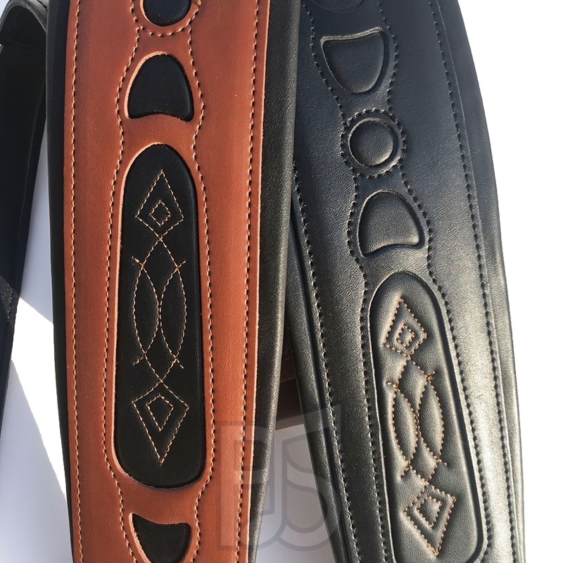 Wide & Thick Comfort Guitar Strap – Pleather Strap for Acoustic, Electric & Bass Guitar