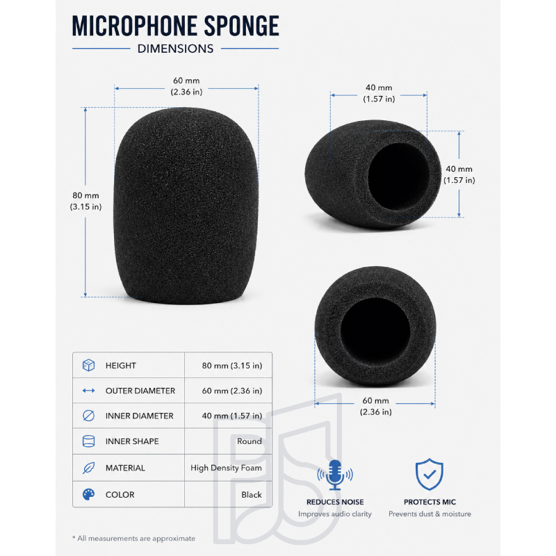 BKP Windshield Microphone Sponge – Black (5 Pack)