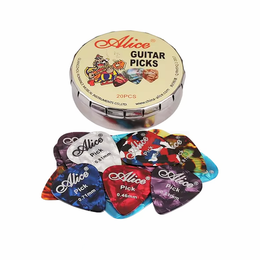 Alice 12-Piece Celluloid Guitar Picks in Metal Storage Tin - Assorted