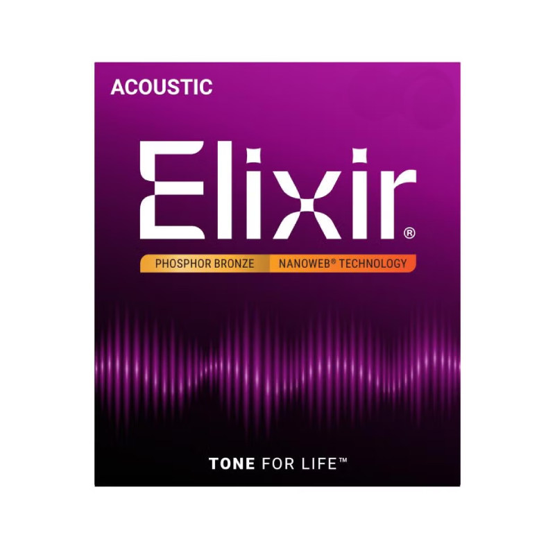 ELIXIR 16027 Nanoweb Coated Phosphor Bronze Acoustic Guitar Strings 011-052