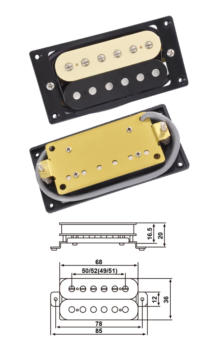 Holmer PickUp for Electric Guitar – Black & White – Bridge+Neck (Set of 2)