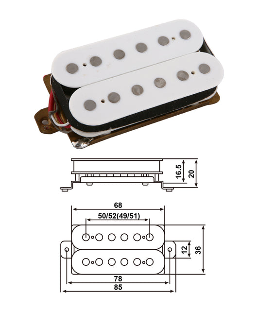 Holmer PickUp for Electric Guitar – White – Bridge+Neck (Set of 2)