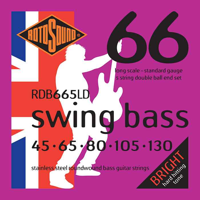 Rotosound Bass Strings–Stainless Steel Double Ball End– Gauge 45-130 5String