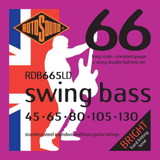 Rotosound Bass Strings–Stainless Steel Double Ball End– Gauge 45-130 5String