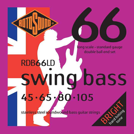 Rotosound Bass Strings–Stainless Steel Double Ball End– Gauge 45-105 4String