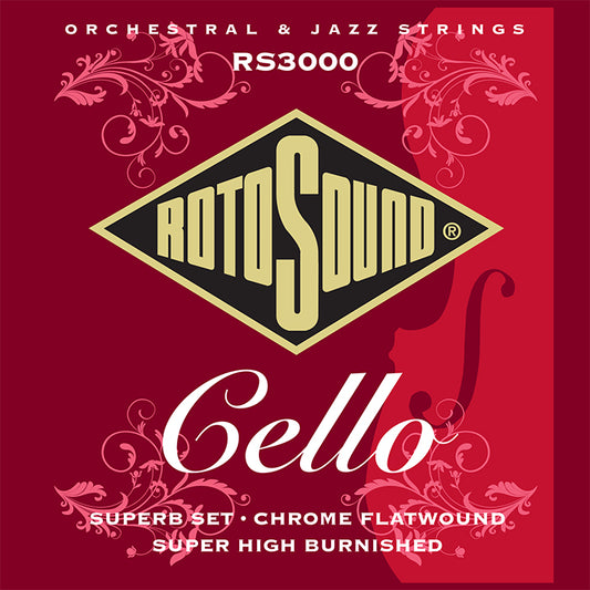 Rotosound Cello Superb Set –Chrome Flatwound–Super High Burnished