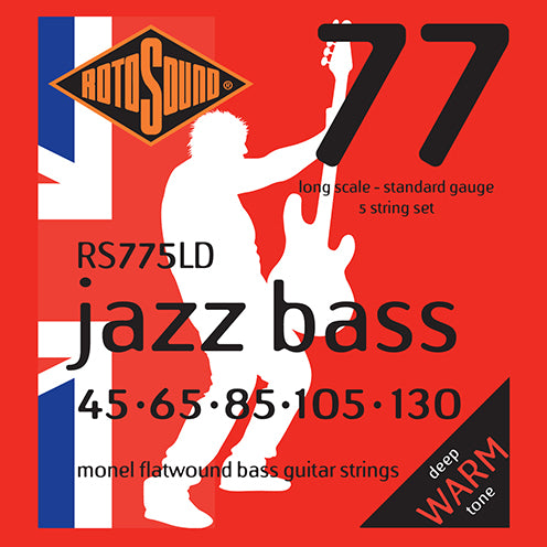 Rotosound Jazz Bass Strings– Monel Flatwound – Gauge45-130- 5String