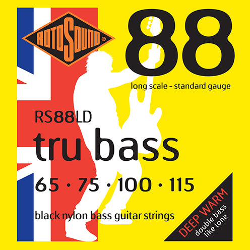 Rotosound Tru Bass Strings – Black nylon under-covered with Stainless Steel – Gauge 65-115 – 4 String