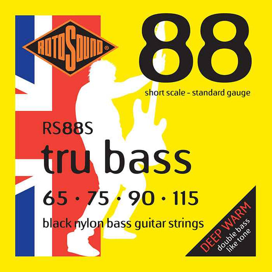 Rotosound Tru Bass Strings – Black nylon under-covered with Stainless Steel – Gauge 65-115 – 4 String SHORT SCALE
