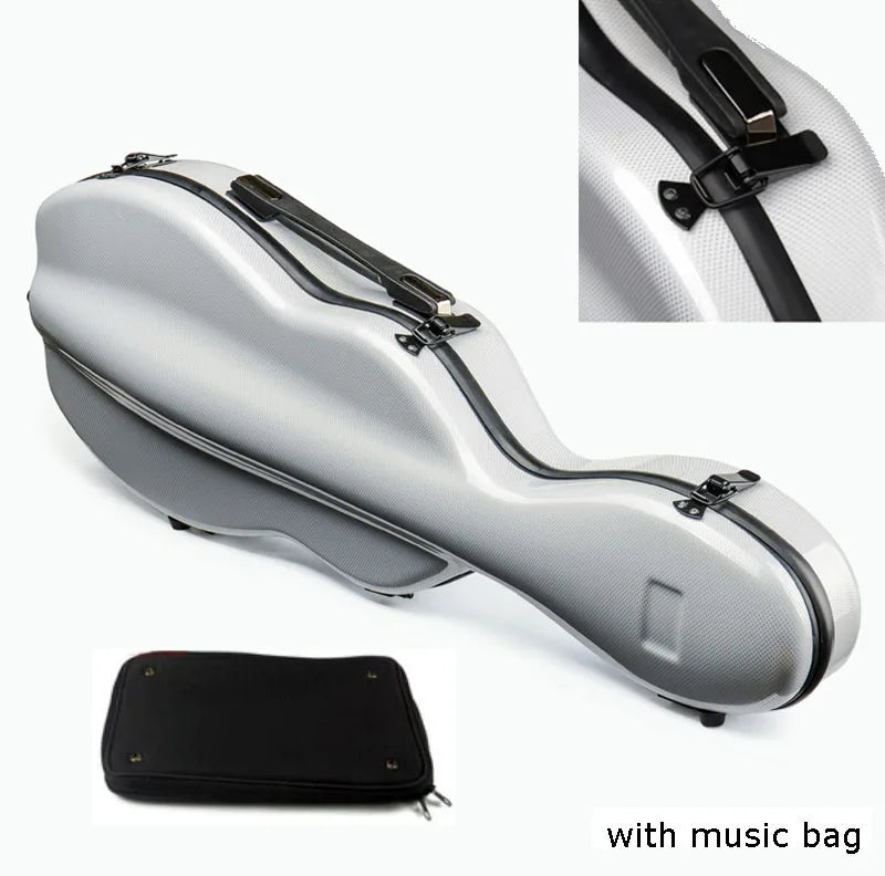 Shaped Fibreglass Violin Case 4/4 & 3/4 Shaped Hard Case Lightweight Lockable with Double Shoulder Straps