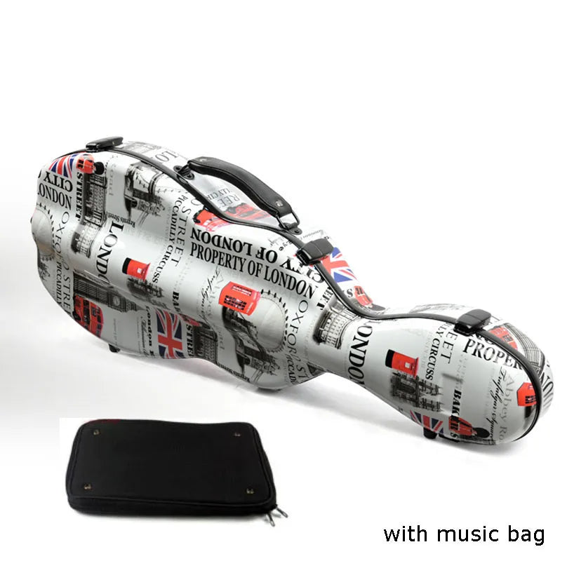 Shaped Fibreglass Violin Case 4/4 & 3/4 Shaped Hard Case Lightweight Lockable with Double Shoulder Straps
