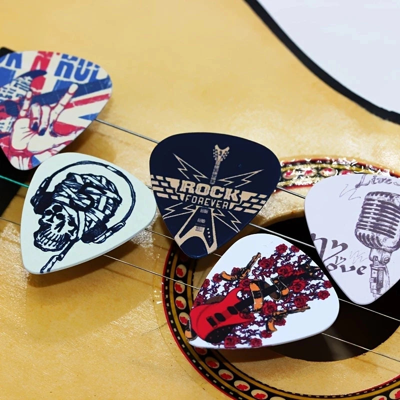 Guitar Picks 50 Pack Mixed Thickness 0.46mm 0.71mm 1.0mm with Storage Box for Acoustic Guitar and Ukulele