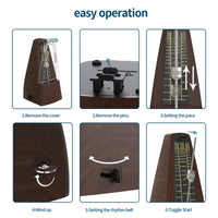 PSM Mechanical Metronomes for Piano Guitar Violin Bass Drum and Other Musical Instruments, Loud Sound, High Precision(Wood Grain)