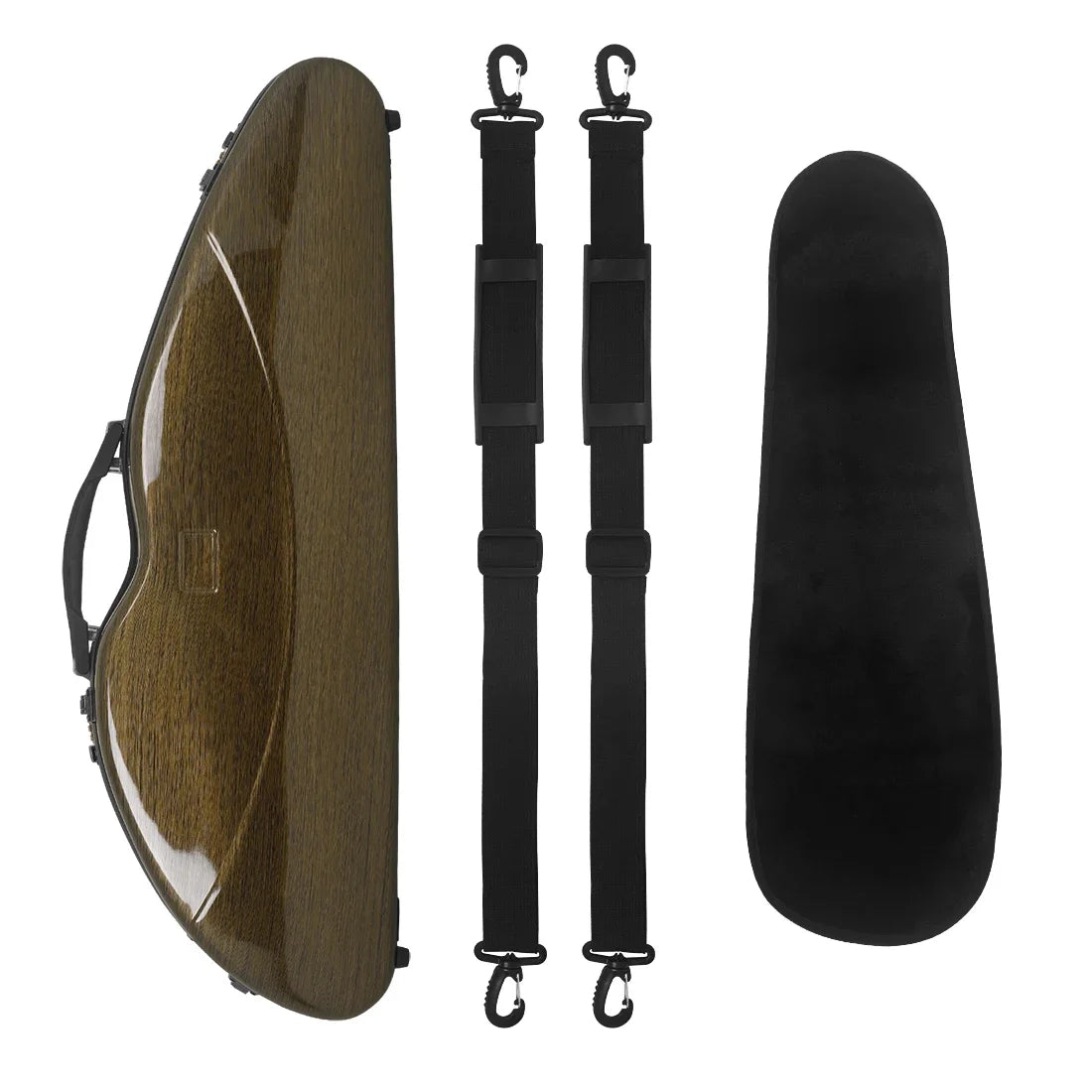 Triangular Fibreglass Violin Case 4/4 Super-Light Hard Shell with Hygrometer Password Lock