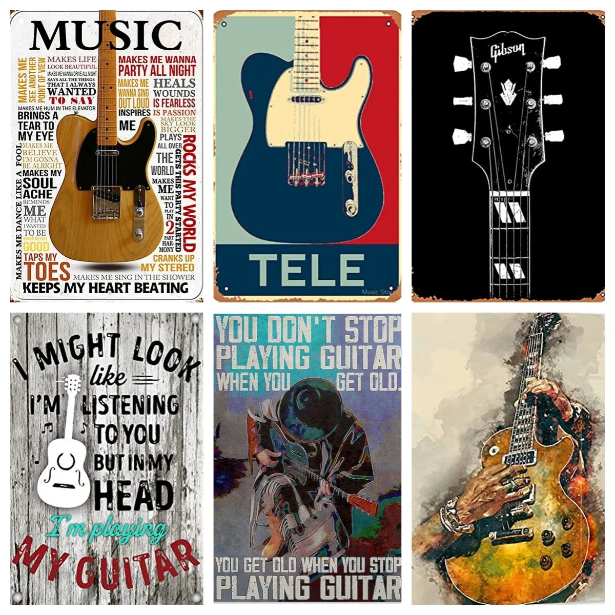PSM Guitar Metal Tin Sign,I'm Playing My Guitar,Wall Decor Form Home Bar Restaurant Cafe Pub Outdoor Garage Courtyard Drawing Room by Pieter Smuts Music