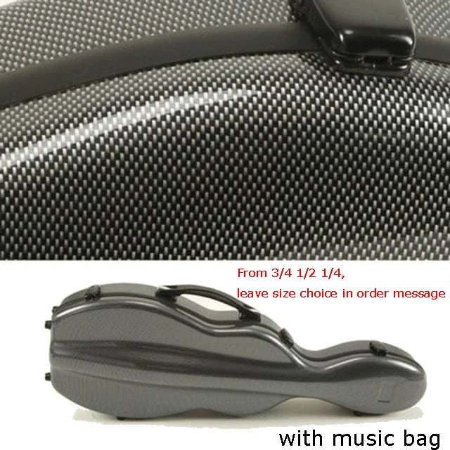 Shaped Fibreglass Violin Case 4/4 & 3/4 Shaped Hard Case Lightweight Lockable with Double Shoulder Straps