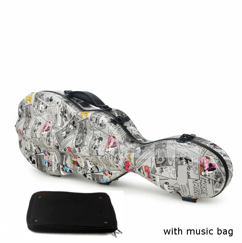 Shaped Fibreglass Violin Case 4/4 & 3/4 Shaped Hard Case Lightweight Lockable with Double Shoulder Straps