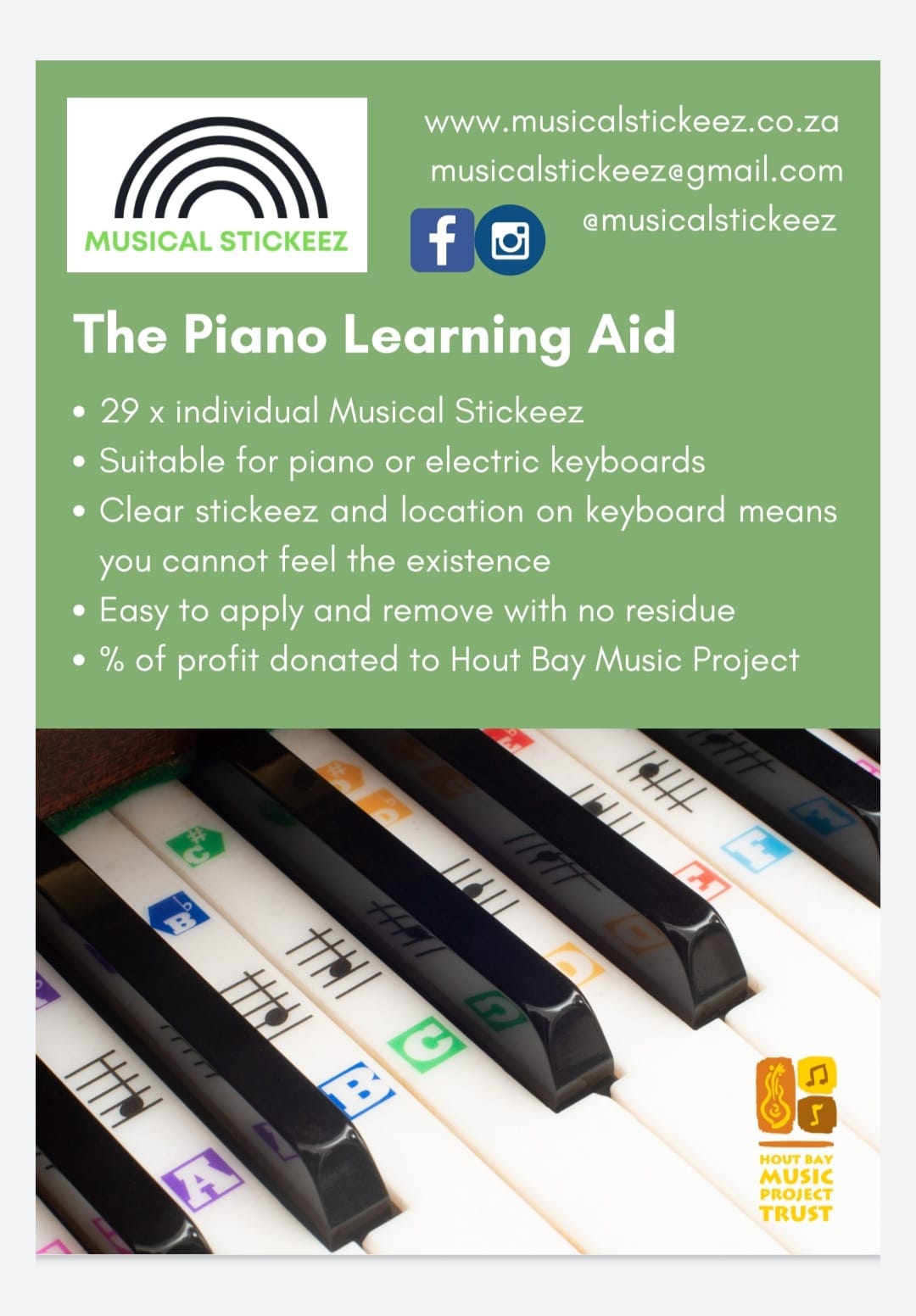Stikeez STI-1 Learning Aid Sticker Set for Piano/Keyboard